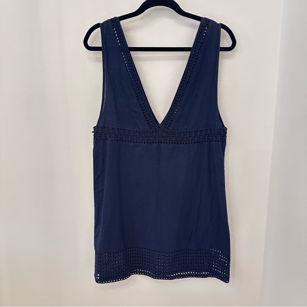 J. Crew Deep V Blue Swim Cover-Up XS linen cotton blend - Picture 4 of 11